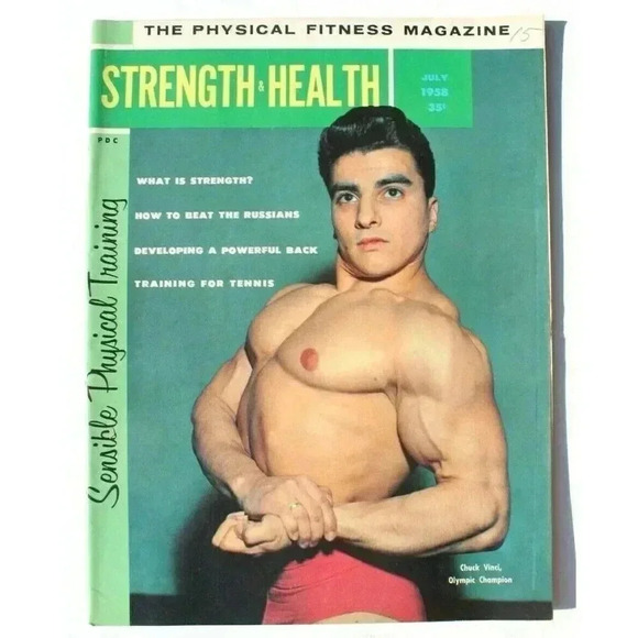 Vtg BEEFCAKE / BODYBUILDING Gay Magazine - July 1958 Strength & Health Training - Picture 1 of 5